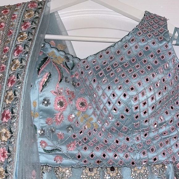 Light blue fully embellished full lehenga set - Picture 3 of 4